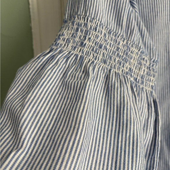 Zoe & Rachel Blue/White Stripes Bell Sleeves Cotton Plus Size Blouse Top, Sz: 1X - Picture 6 of 11